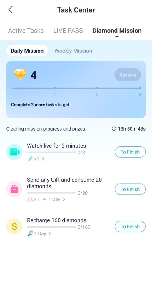 Get Free Bigo Diamonds on Task Center