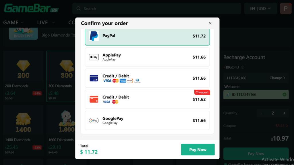 ما هي طرق الدفع التي يدعمها BIGO Top Up؟